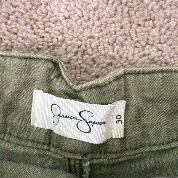Jessica Simpson Cargo Pants Womens 30 Green Y2K Wide Leg Grunge Utility Workwear - Picture 4 of 10